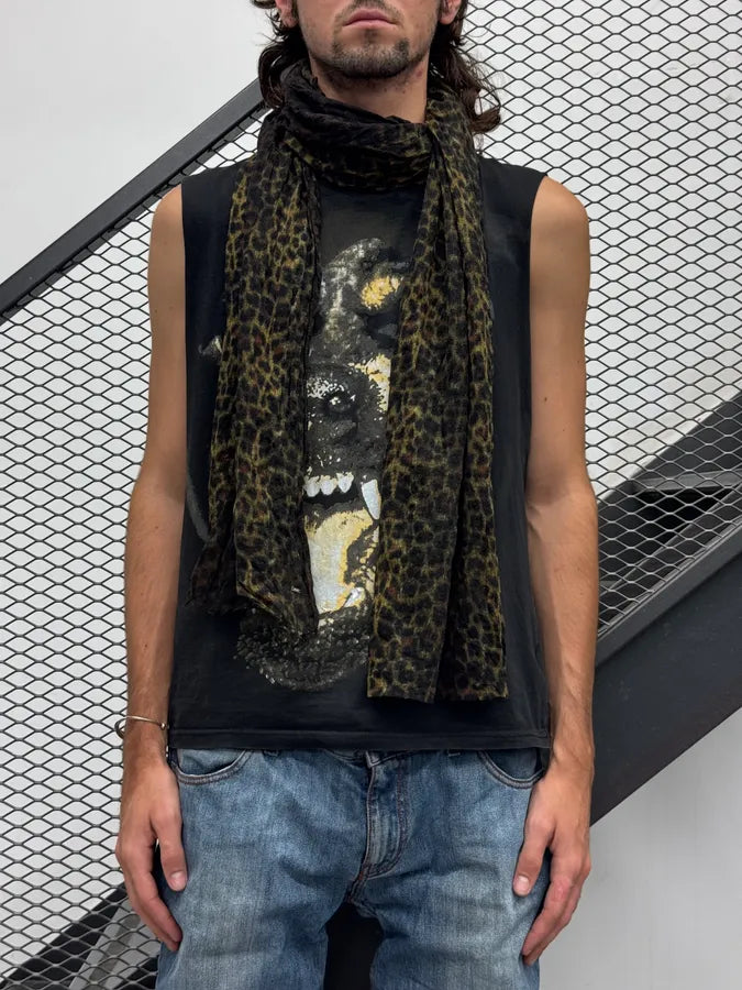 SS2014 Saint Laurent Dark Wool Leopard Scarf lvTTtCw 1