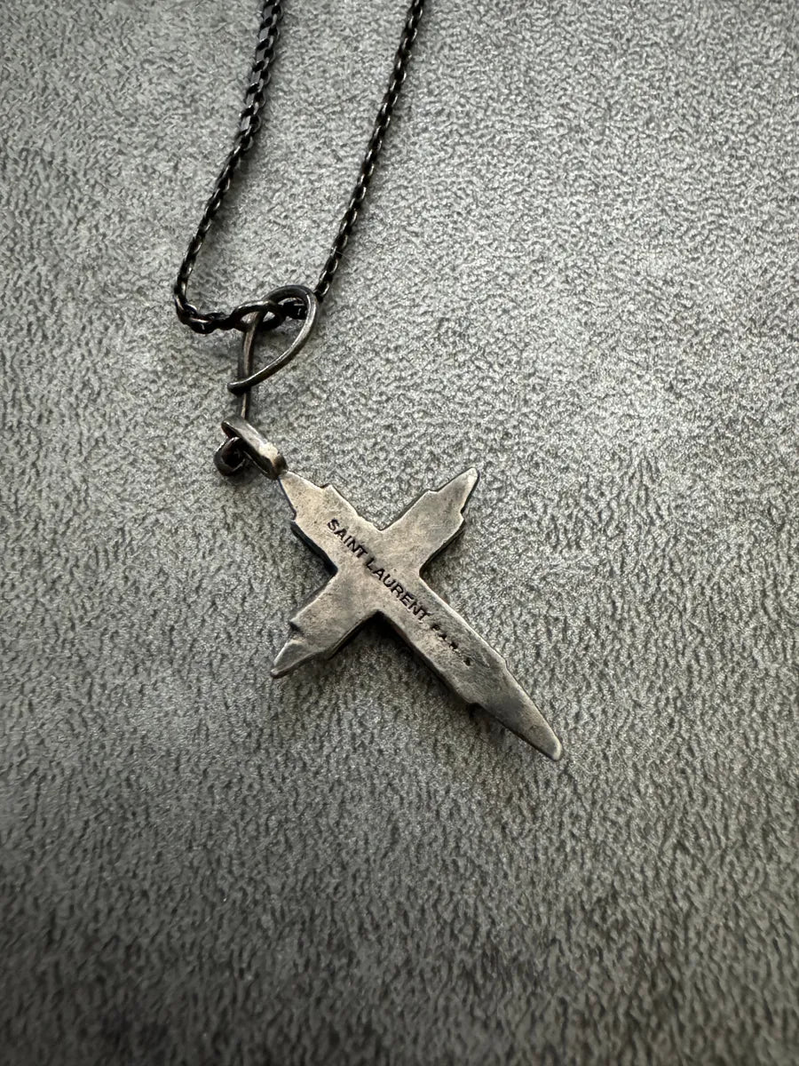 Saint Laurent Faith Cross Brutalist Necklace SORrOFS 2