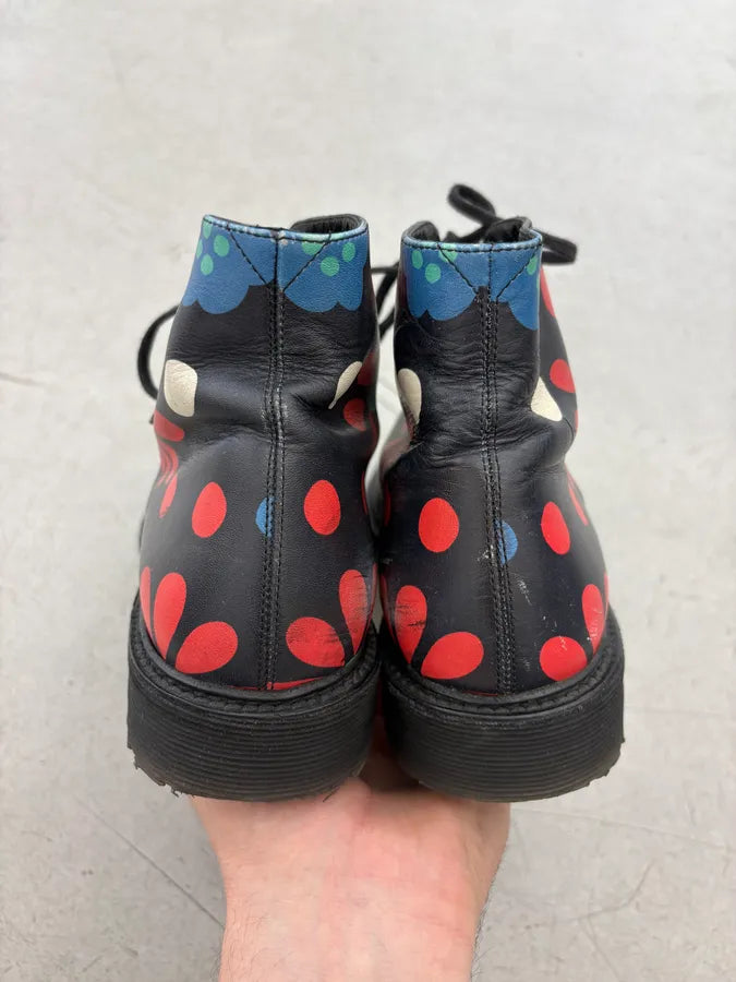 2010s Saint Laurent Black Floral Leather Combat Boots  yowbSaE 6