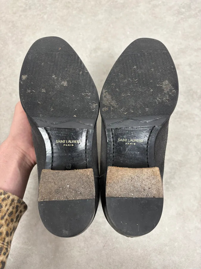 Saint Laurent Grey Suede Chelsea Leather Boots TwAejdJ 7