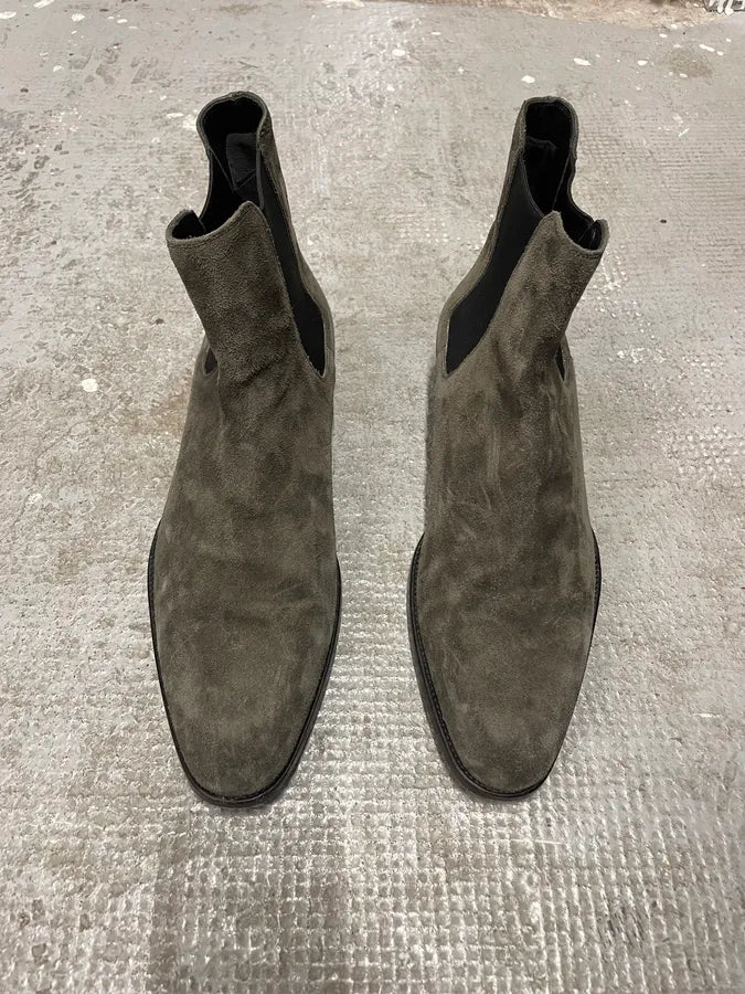 Saint Laurent Grey Suede Leather Boots (42.5eu/us9) qdkqJcT 1