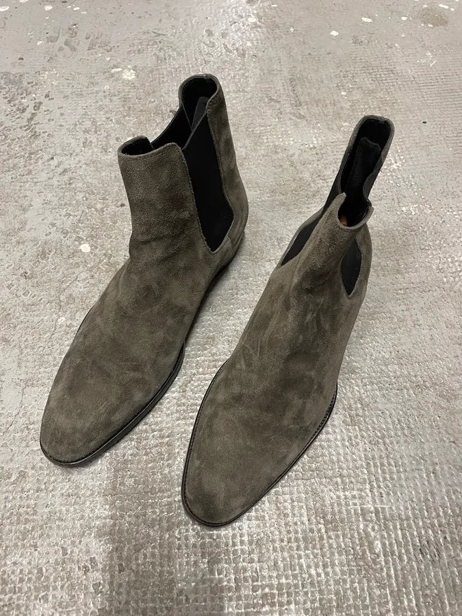 Saint Laurent Grey Suede Leather Boots (42.5eu/us9) qdkqJcT 2
