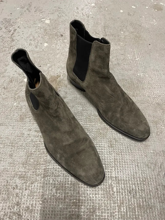 Saint Laurent Grey Suede Leather Boots (42.5eu/us9) qdkqJcT 3