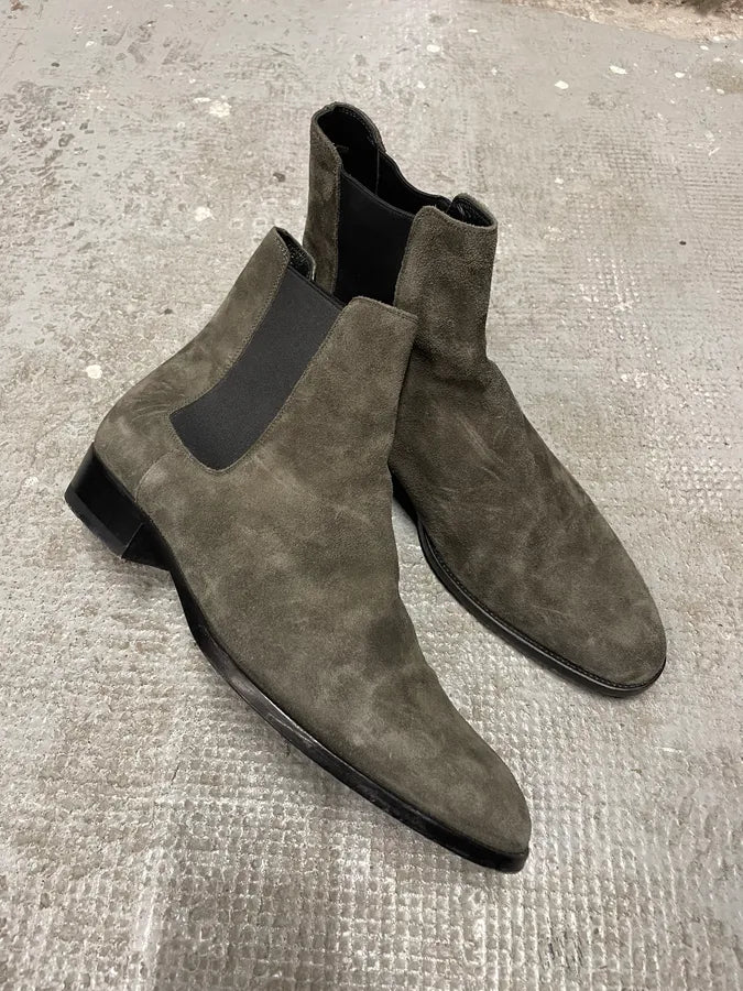 Saint Laurent Grey Suede Leather Boots (42.5eu/us9) qdkqJcT 4