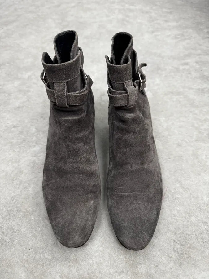Saint Laurent Grey Suede Jodhpur Boots MZEMjBu 2