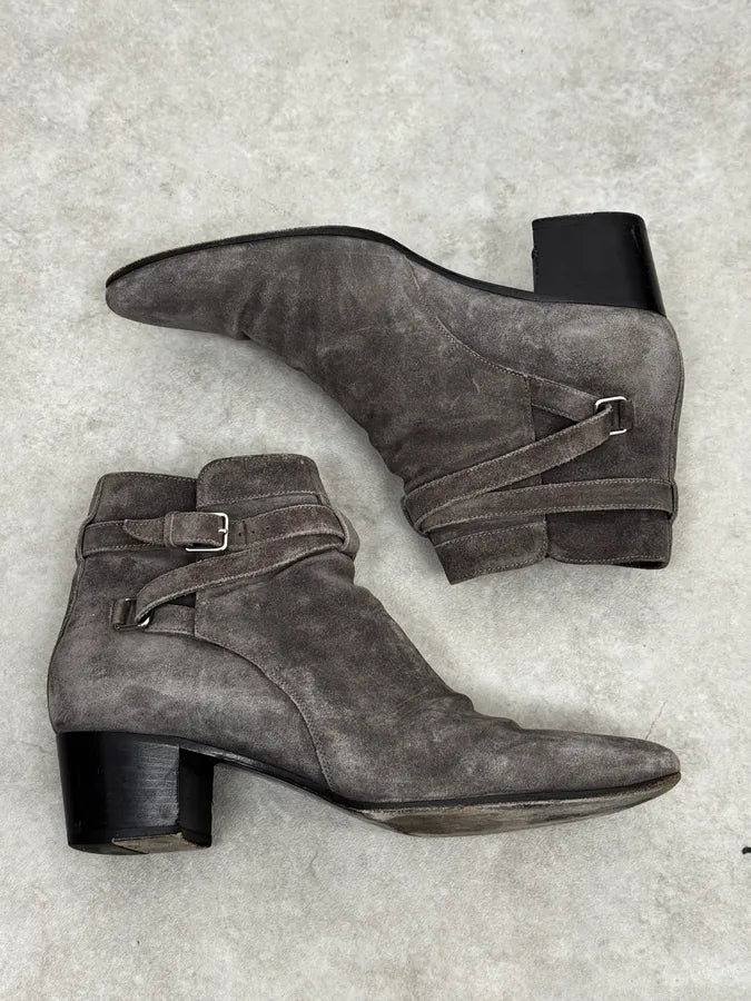 Saint Laurent Grey Suede Jodhpur Boots MZEMjBu 1