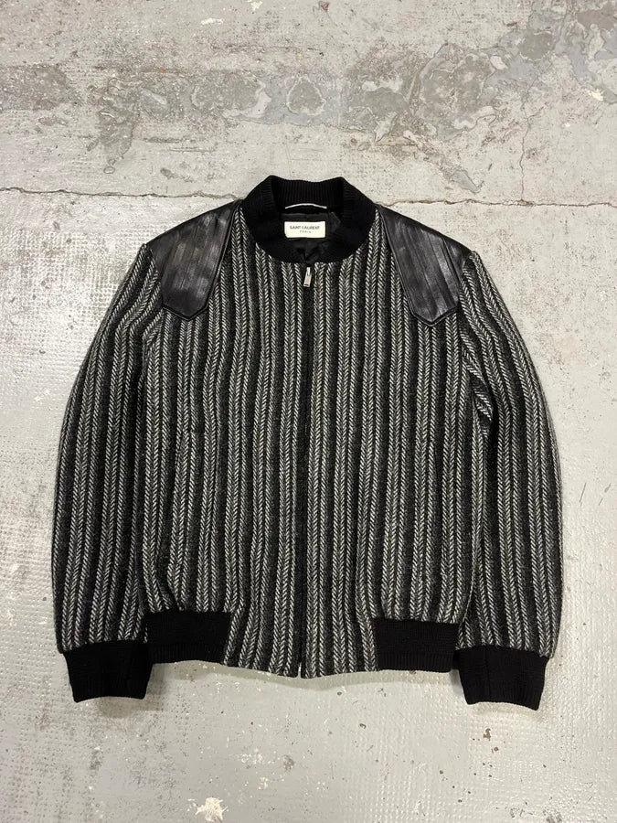 Saint Laurent Grey Wool Teddy Bomber Jacket whPguZf 0