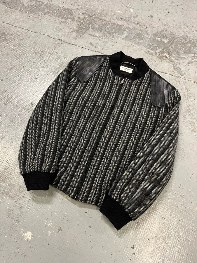 Saint Laurent Grey Wool Teddy Bomber Jacket whPguZf 1