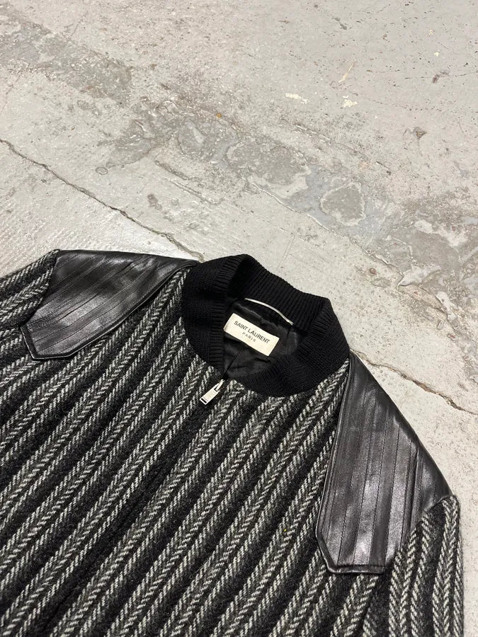 Saint Laurent Grey Wool Teddy Bomber Jacket whPguZf 2