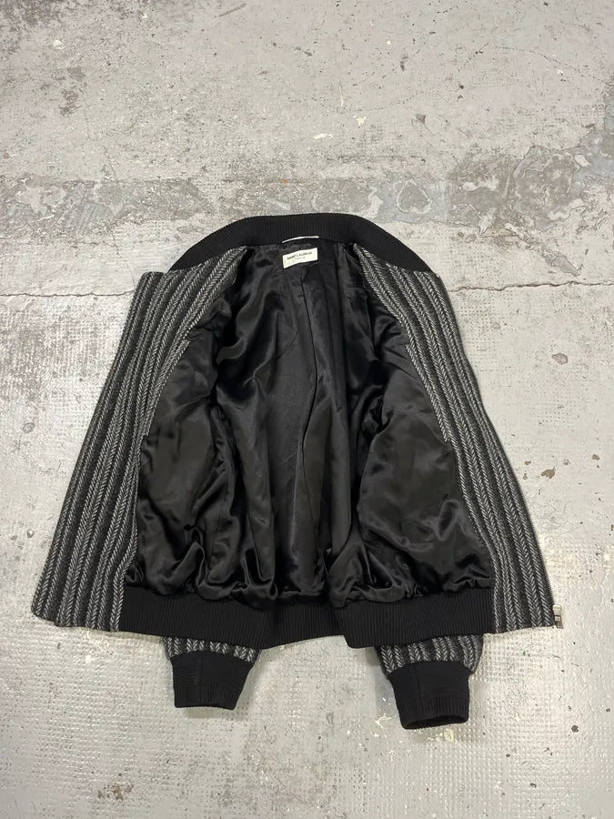 Saint Laurent Grey Wool Teddy Bomber Jacket whPguZf 6