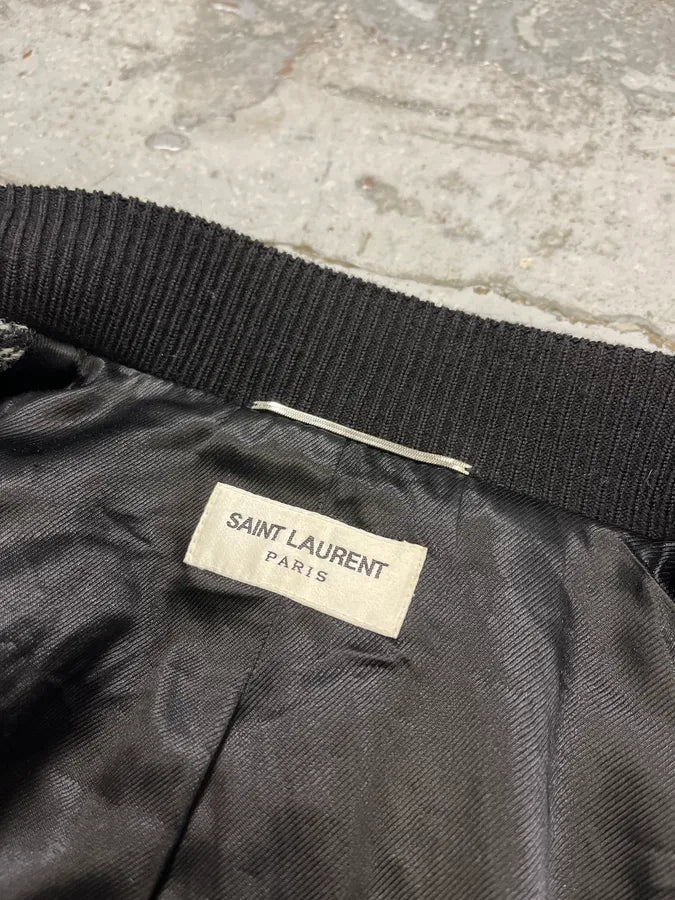 Saint Laurent Grey Wool Teddy Bomber Jacket whPguZf 7