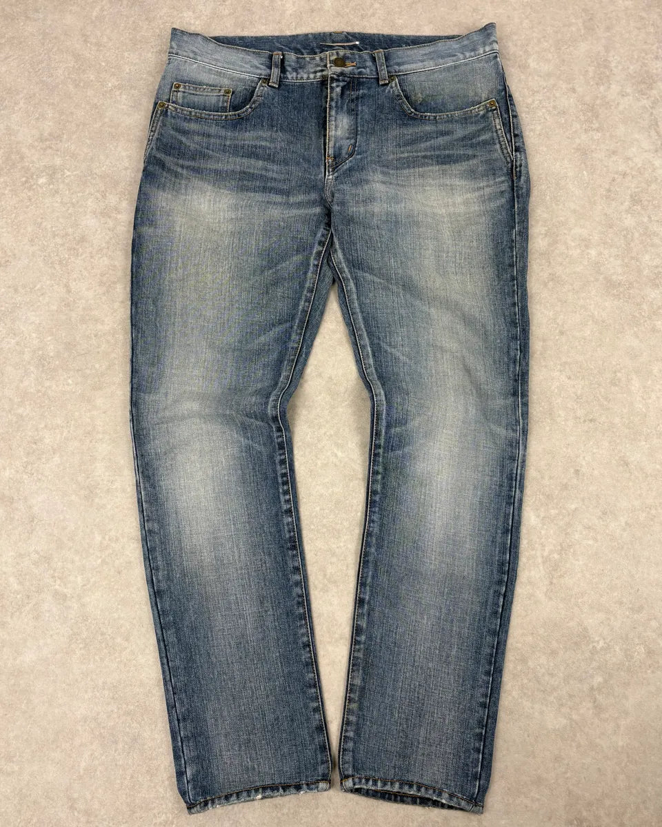 SS2017 Saint Laurent Blue Slim Denim Jeans bUxwlvo 0
