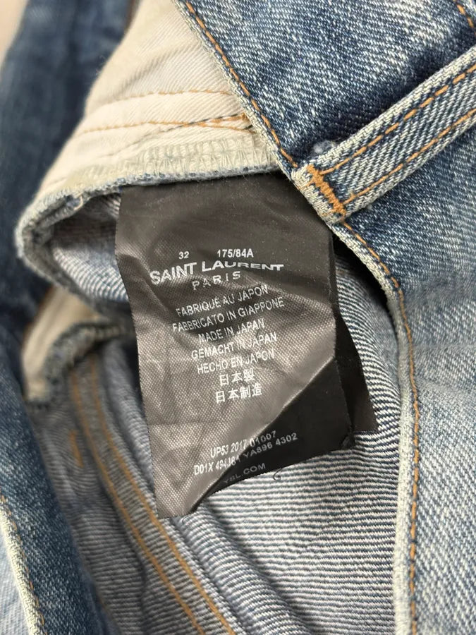 SS2017 Saint Laurent Blue Slim Denim Jeans bUxwlvo 8