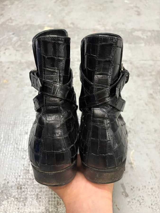 Saint Laurent Jodhpur Black Crocodile Leather Boots sAiFAbb 6