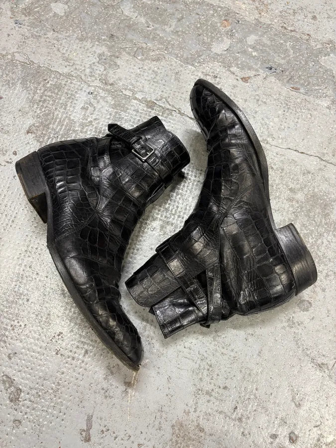 Saint Laurent Jodhpur Black Crocodile Leather Boots sAiFAbb 5