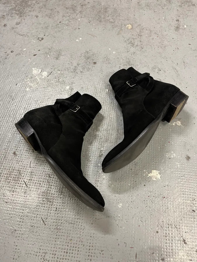 Saint Laurent Jodhpur Black Suede Leather Ankle Boots AdKKKJg 1