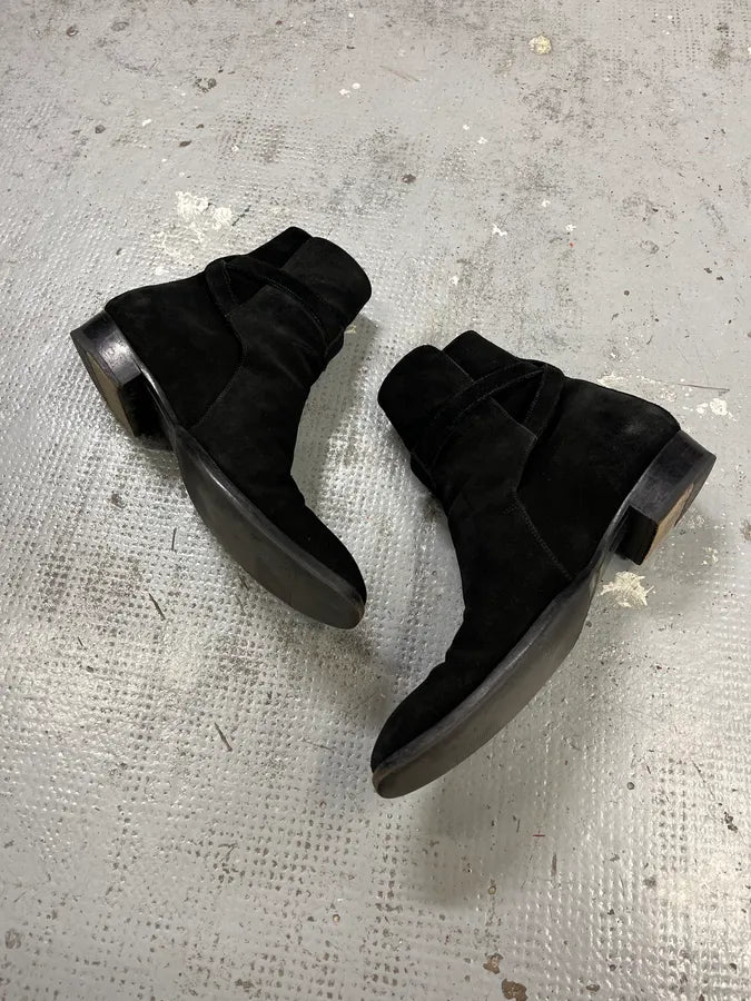 Saint Laurent Jodhpur Black Suede Leather Ankle Boots AdKKKJg 2