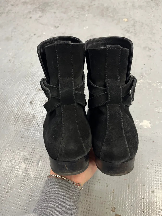 Saint Laurent Jodhpur Black Suede Leather Ankle Boots AdKKKJg 5