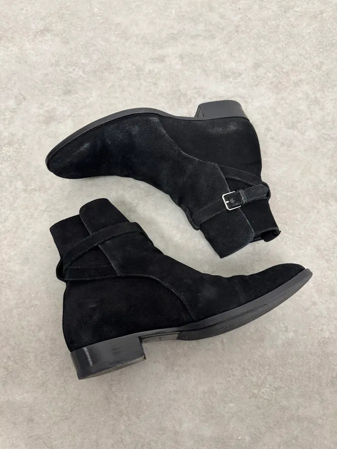 Saint Laurent Jodhpur Black Suede Leather Ankle Boots CzqCMqa 2