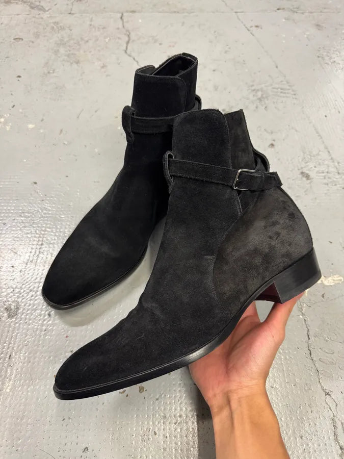 Saint Laurent Jodhpur Black Suede Leather Ankle Boots UIXDlmG 0