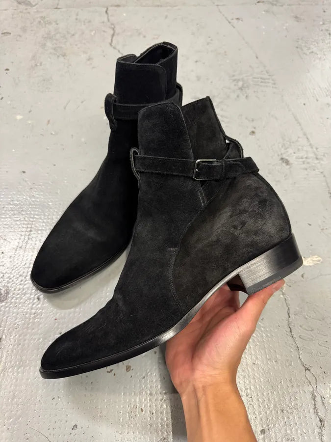 Saint Laurent Jodhpur Black Suede Leather Ankle Boots UIXDlmG 2