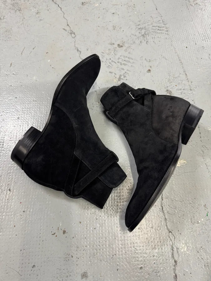 Saint Laurent Jodhpur Black Suede Leather Ankle Boots UIXDlmG 3