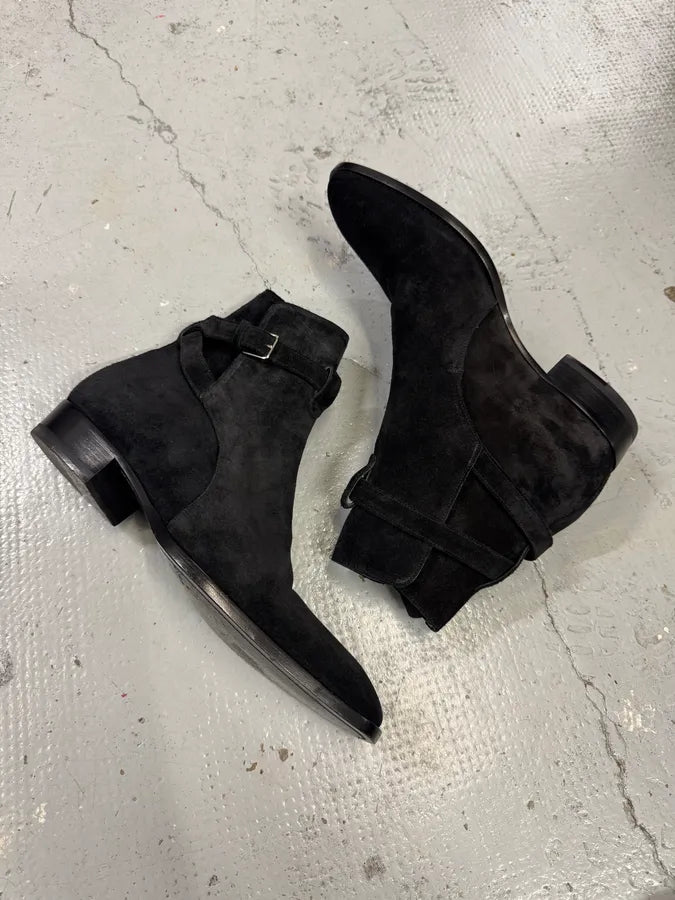 Saint Laurent Jodhpur Black Suede Leather Ankle Boots UIXDlmG 5