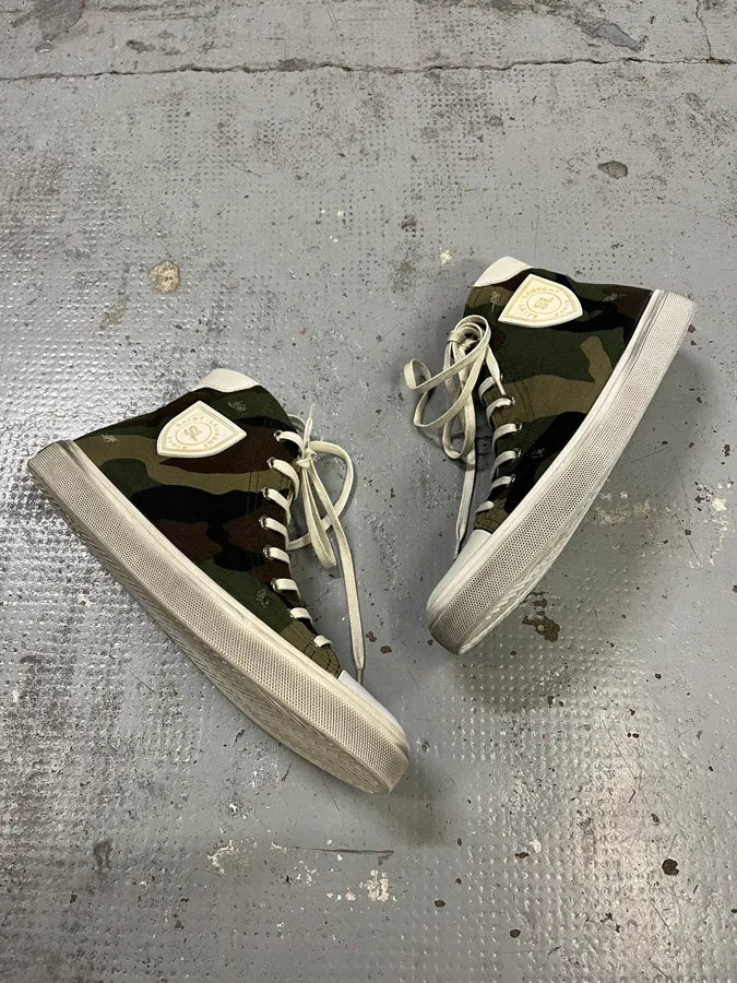 Saint Laurent Khaki Canvas Camo Patch High Sneakers hKarJrs 1