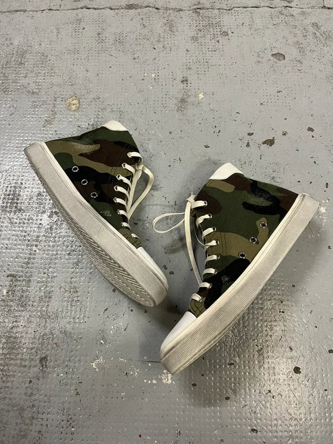 Saint Laurent Khaki Canvas Camo Patch High Sneakers hKarJrs 2
