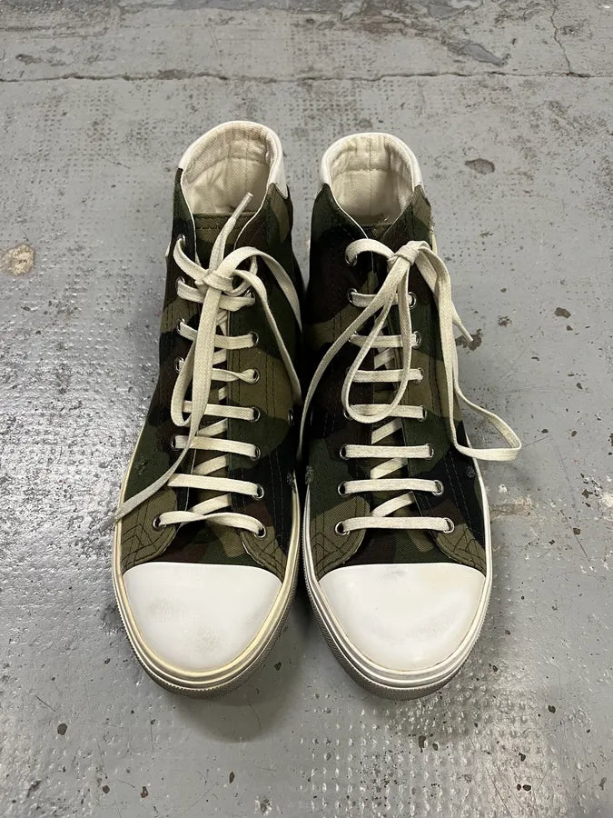Saint Laurent Khaki Canvas Camo Patch High Sneakers hKarJrs 4