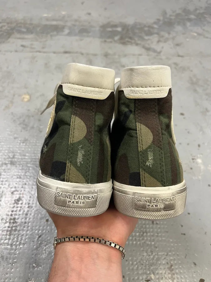 Saint Laurent Khaki Canvas Camo Patch High Sneakers hKarJrs 5