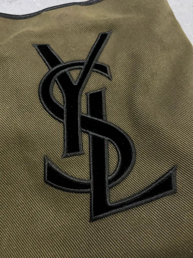 Saint Laurent Khaki Canvas YSL Logo Messenger Bag MWAHhjz 5