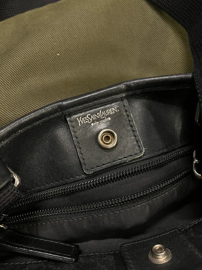 Saint Laurent Khaki Canvas YSL Logo Messenger Bag MWAHhjz 8