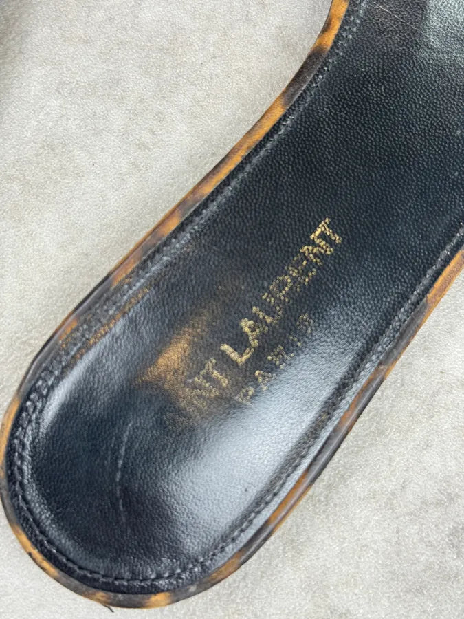 Saint Laurent Leopard Suede Leather Sandals kByCOlX 8