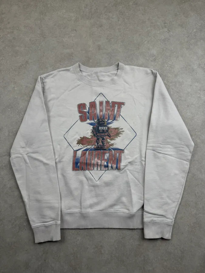 AW2018 Saint Laurent Mad Robot Creamy White Sweater DlsogIY 0