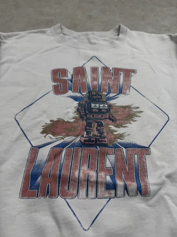 AW2018 Saint Laurent Mad Robot Creamy White Sweater DlsogIY 8