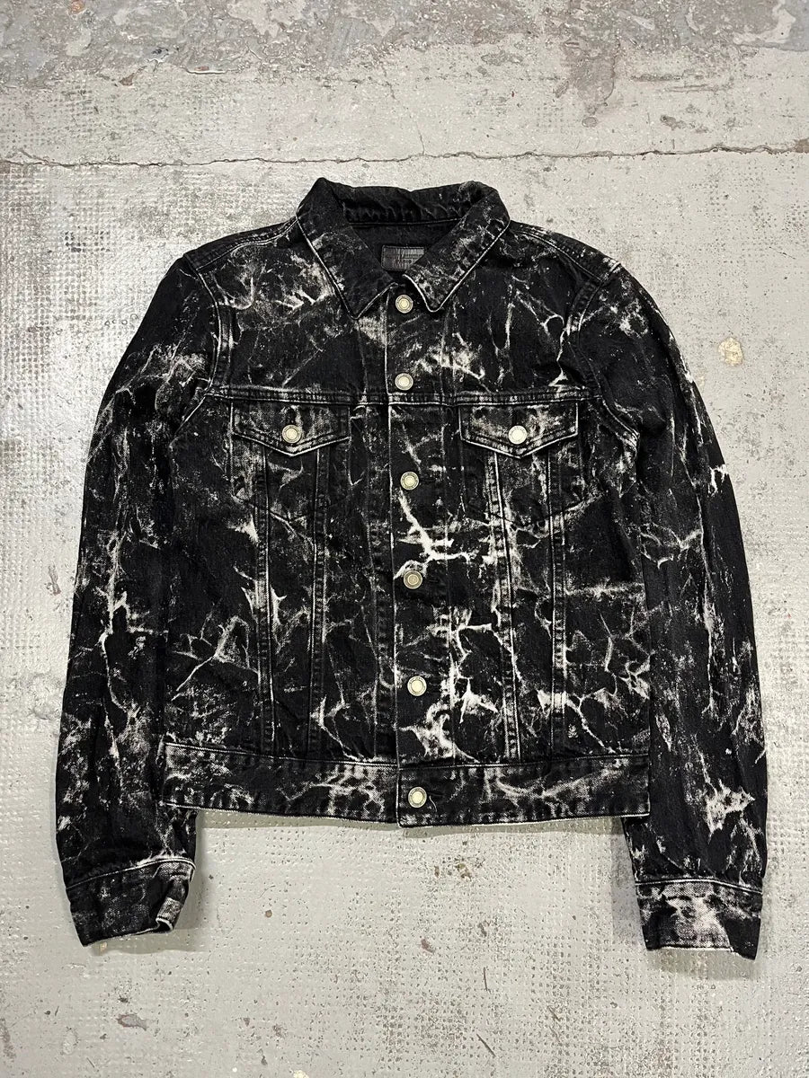 Saint Laurent Marbled Effect Black Denim Tie Dye Jacket wmOnhLe 0