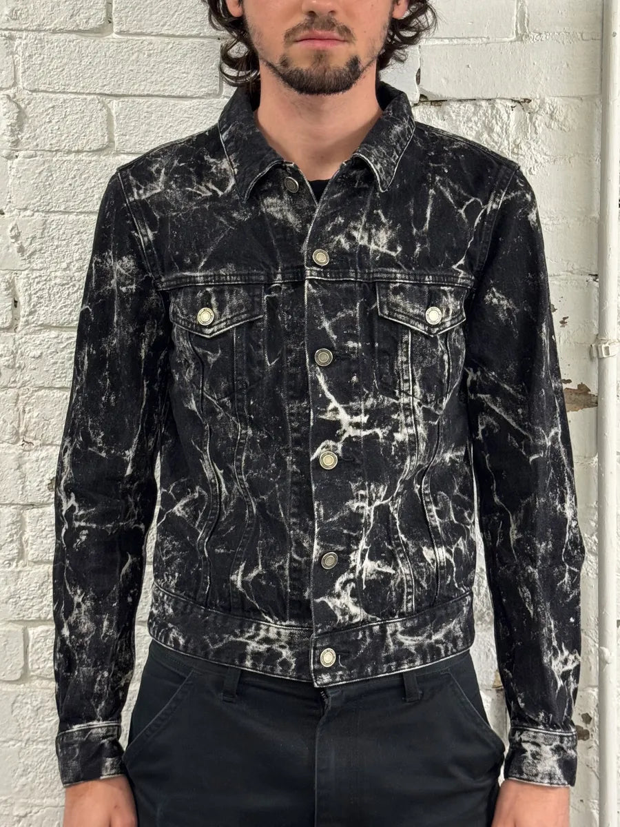 Saint Laurent Marbled Effect Black Denim Tie Dye Jacket wmOnhLe 1