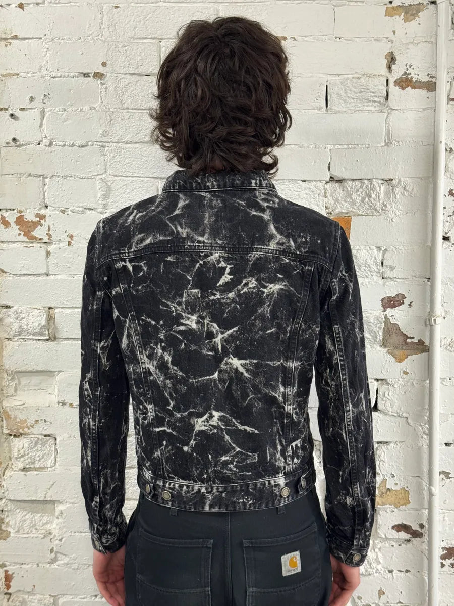 Saint Laurent Marbled Effect Black Denim Tie Dye Jacket wmOnhLe 2