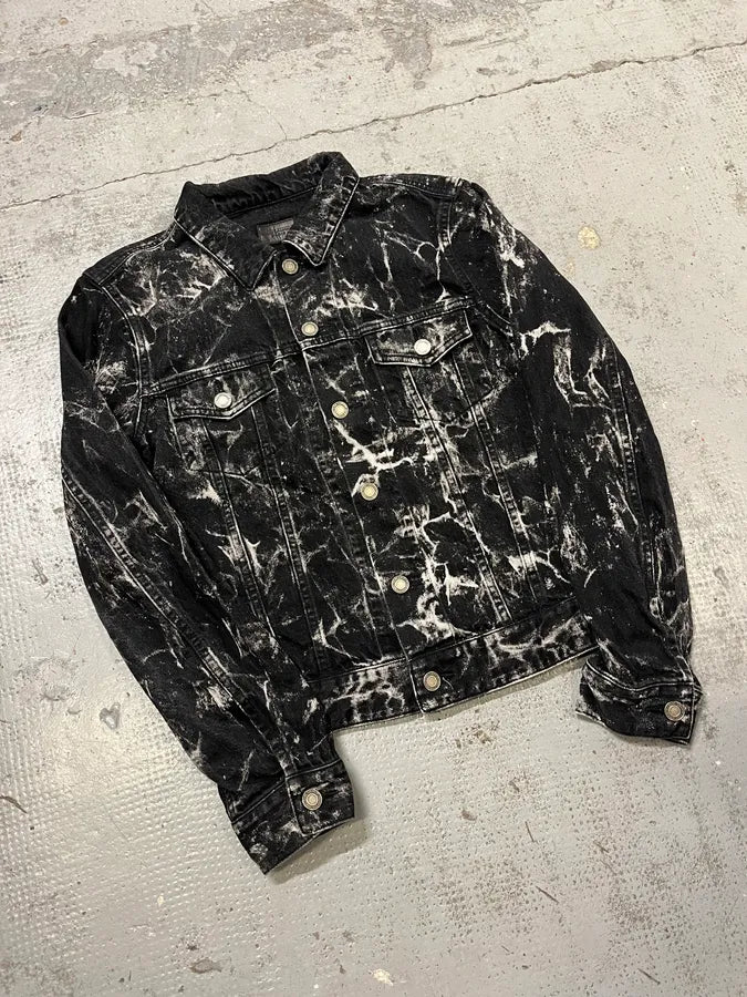 Saint Laurent Marbled Effect Black Denim Tie Dye Jacket wmOnhLe 3