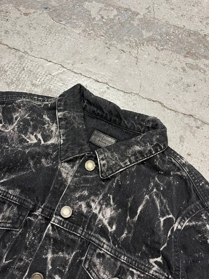 Saint Laurent Marbled Effect Black Denim Tie Dye Jacket wmOnhLe 4