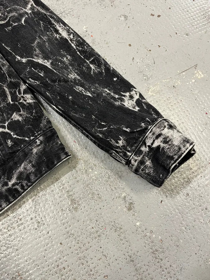 Saint Laurent Marbled Effect Black Denim Tie Dye Jacket wmOnhLe 5
