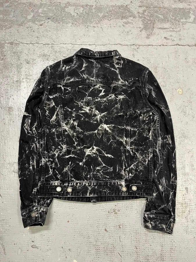 Saint Laurent Marbled Effect Black Denim Tie Dye Jacket wmOnhLe 6