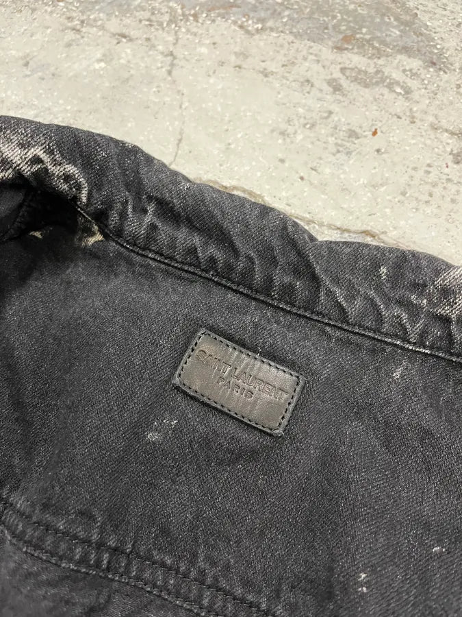 Saint Laurent Marbled Effect Black Denim Tie Dye Jacket wmOnhLe 7