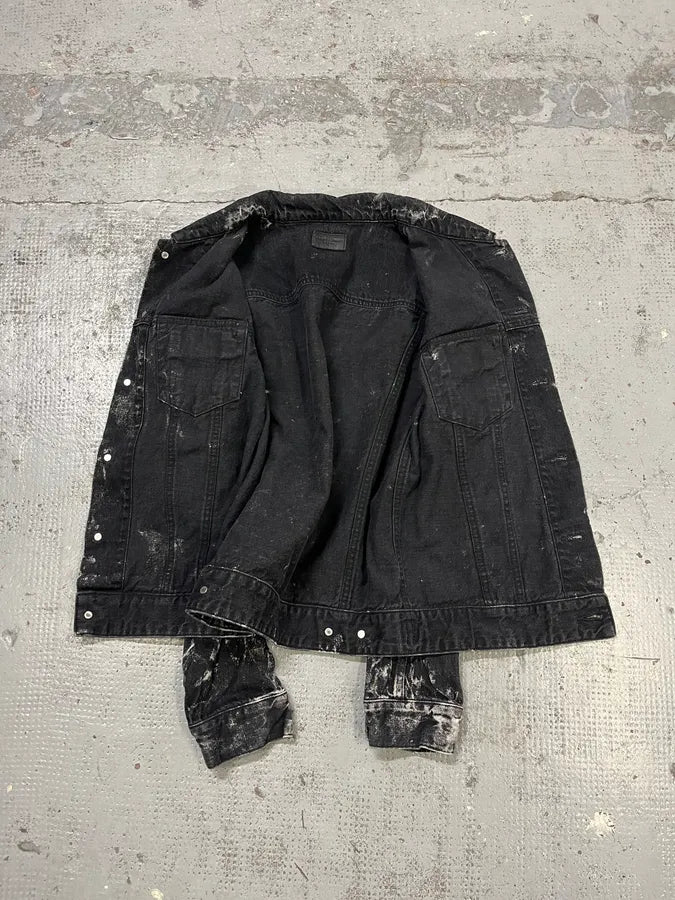 Saint Laurent Marbled Effect Black Denim Tie Dye Jacket wmOnhLe 8