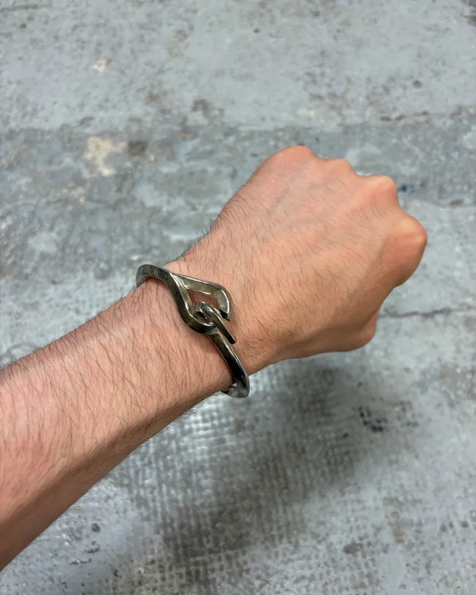 Saint Laurent Modern Silver Sculpture Bracelet KTZIlWT 0