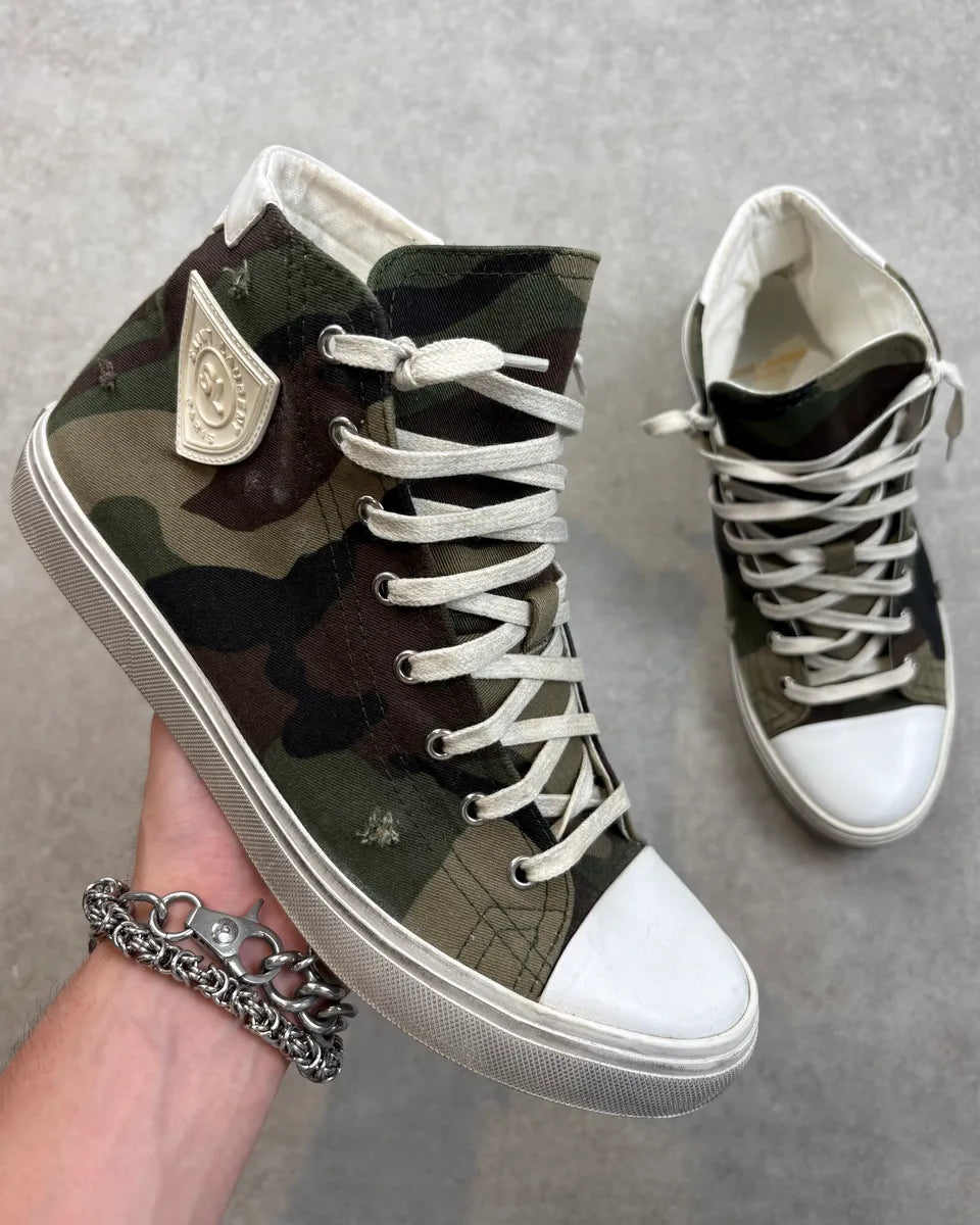 Saint Laurent Green Canvas Camo High Sneakers zmnuytC 0