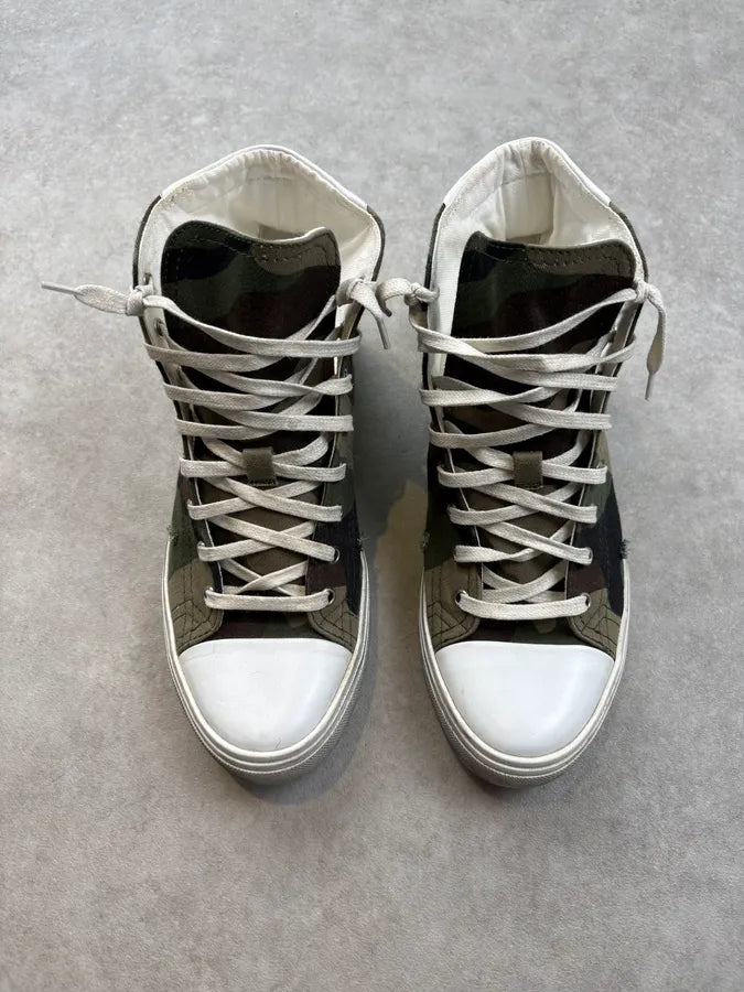 Saint Laurent Green Canvas Camo High Sneakers zmnuytC 1
