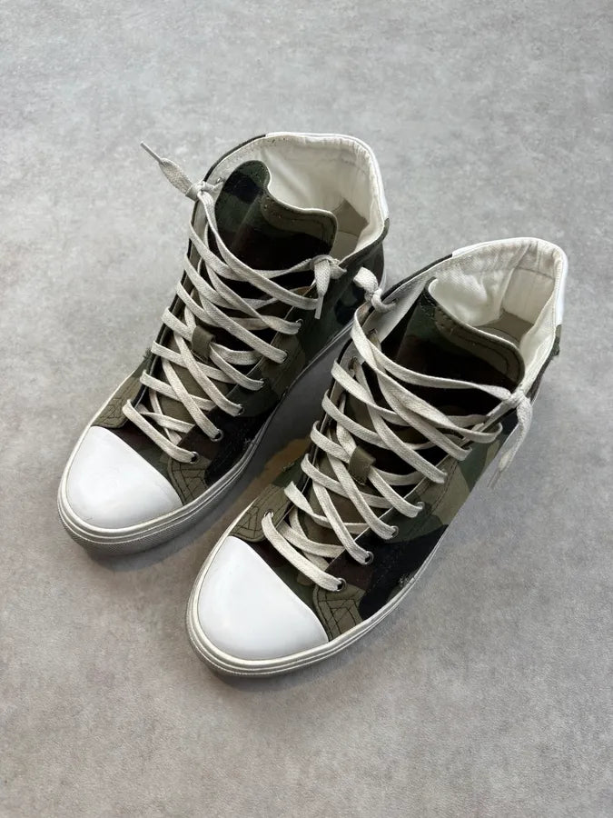 Saint Laurent Green Canvas Camo High Sneakers zmnuytC 2