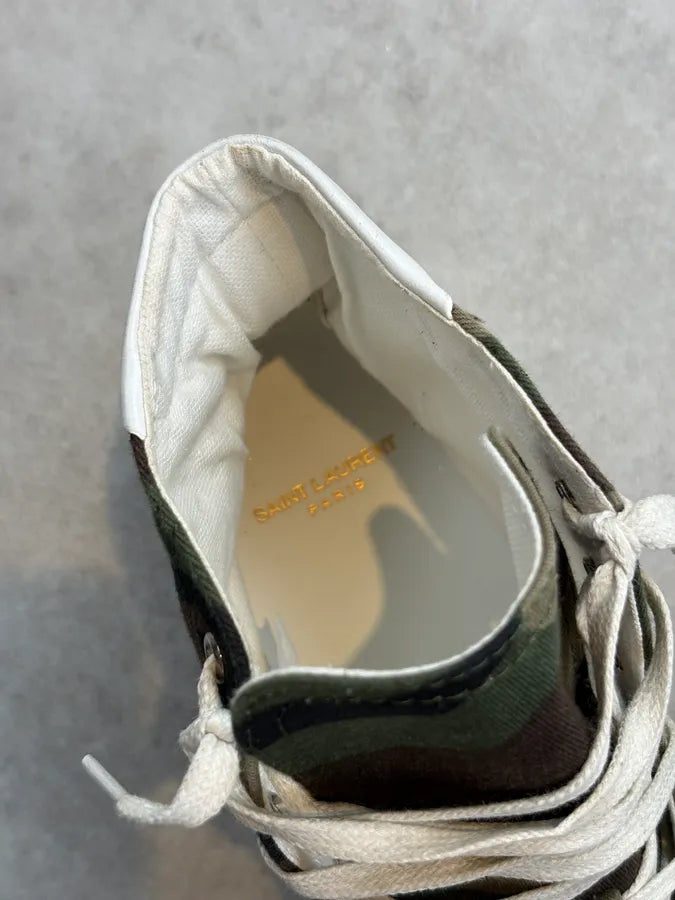 Saint Laurent Green Canvas Camo High Sneakers zmnuytC 8
